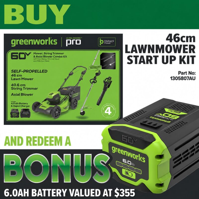 Greenworks Pro 60V 46cm Lawn Mower Start Up Kit